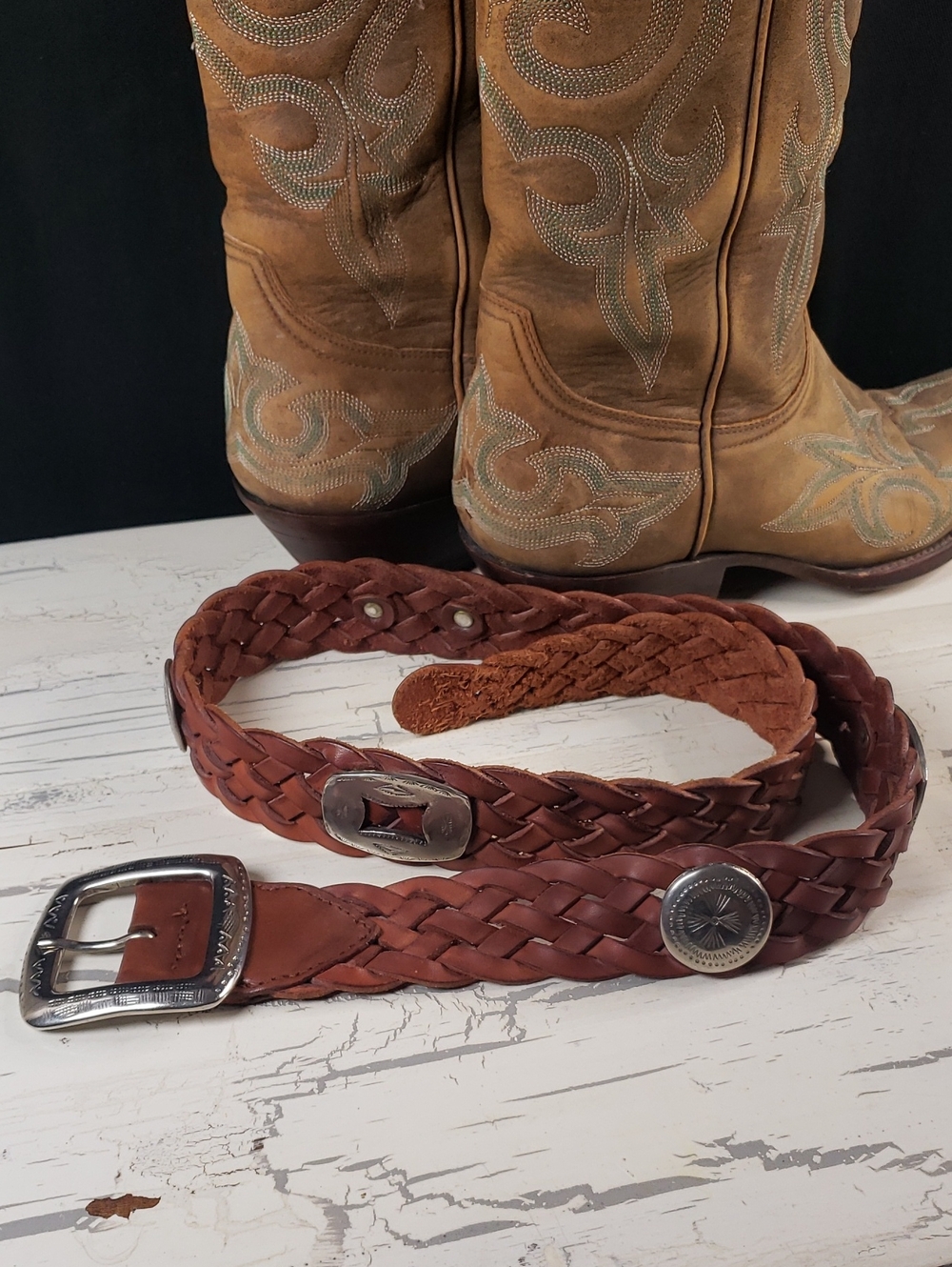 'H Brand' Vintage Western Boho Braided Leather Belt - Women's size S - Picture 11 of 11